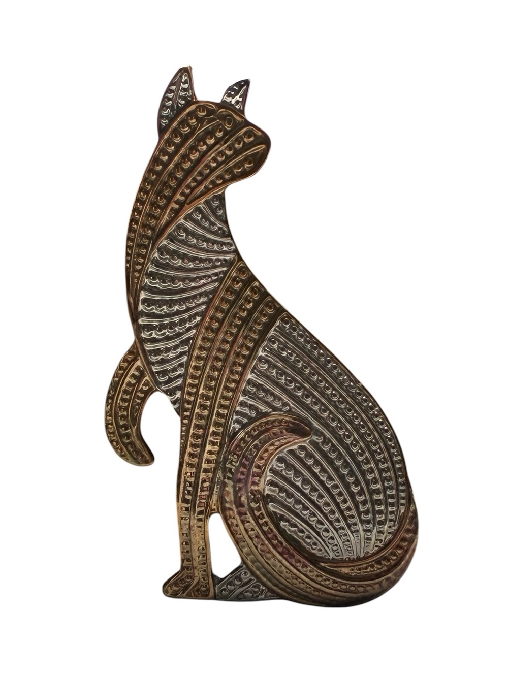 VINTAGE CAT BROOCH ART DECO SILVER GOLD TONE